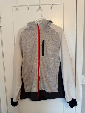 lululemon athletica Light Gray Hooded Jacket with Orange Zip